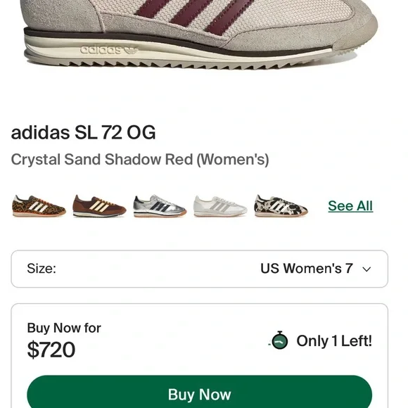 Adidas SL 72 OG W Crystal Sand/ Shadow Red - Picture 2 of 7